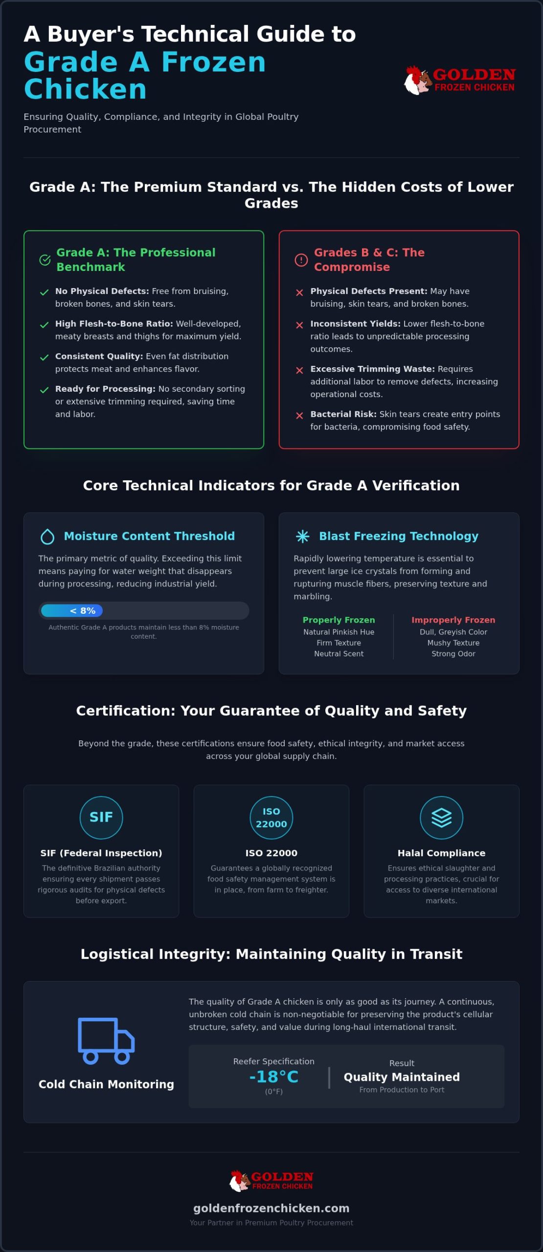 Identifying Grade A Quality in Wholesale Frozen Chicken: A Technical Procurement Guide (2026)